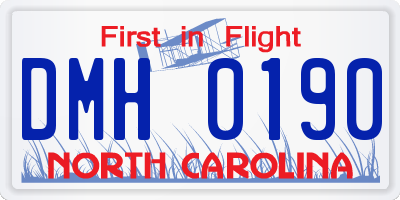 NC license plate DMH0190