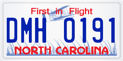 NC license plate DMH0191