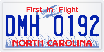 NC license plate DMH0192