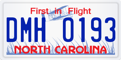 NC license plate DMH0193