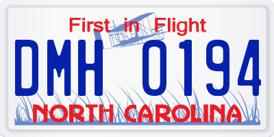 NC license plate DMH0194