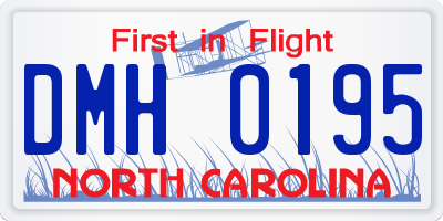 NC license plate DMH0195
