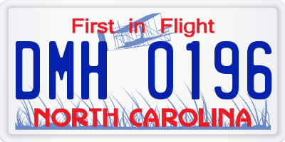 NC license plate DMH0196