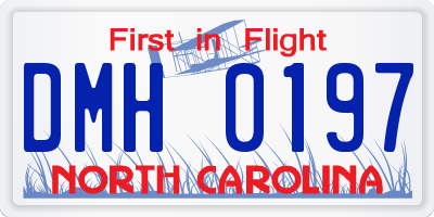 NC license plate DMH0197