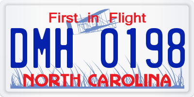 NC license plate DMH0198