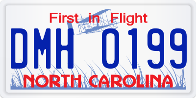 NC license plate DMH0199