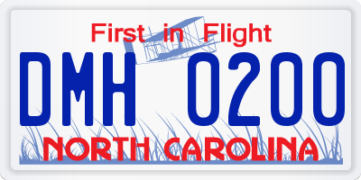 NC license plate DMH0200