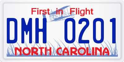 NC license plate DMH0201