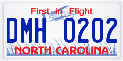 NC license plate DMH0202