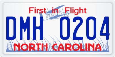 NC license plate DMH0204