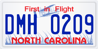 NC license plate DMH0209