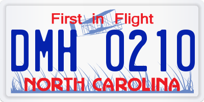 NC license plate DMH0210