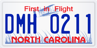 NC license plate DMH0211