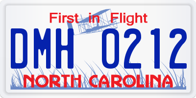 NC license plate DMH0212