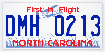 NC license plate DMH0213