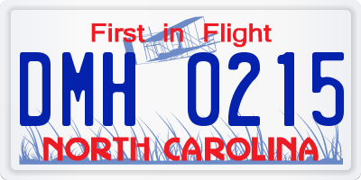 NC license plate DMH0215