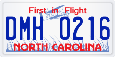 NC license plate DMH0216