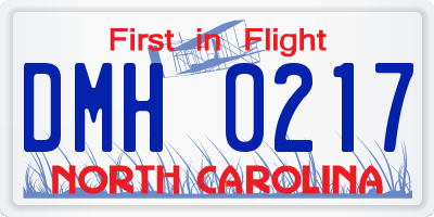NC license plate DMH0217