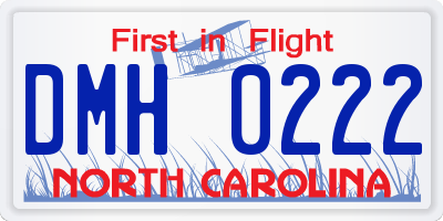 NC license plate DMH0222