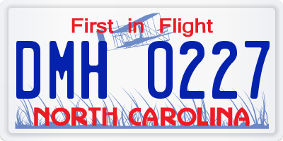 NC license plate DMH0227