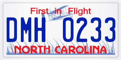 NC license plate DMH0233