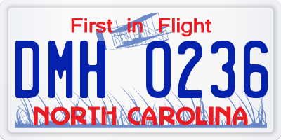 NC license plate DMH0236