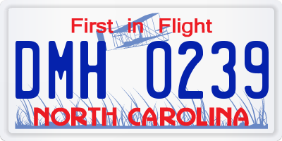 NC license plate DMH0239