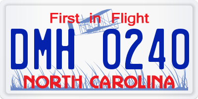 NC license plate DMH0240