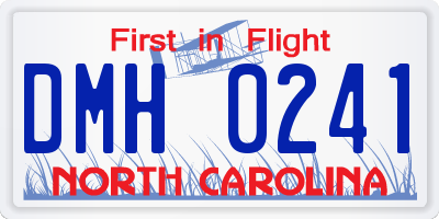 NC license plate DMH0241
