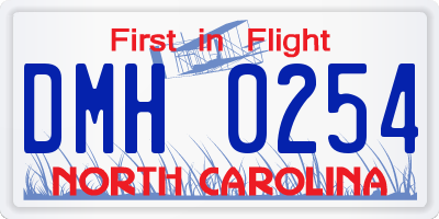 NC license plate DMH0254