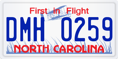 NC license plate DMH0259