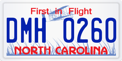 NC license plate DMH0260