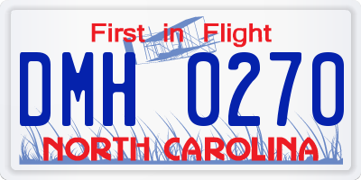 NC license plate DMH0270