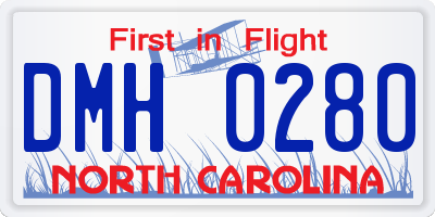 NC license plate DMH0280