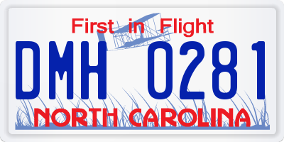 NC license plate DMH0281