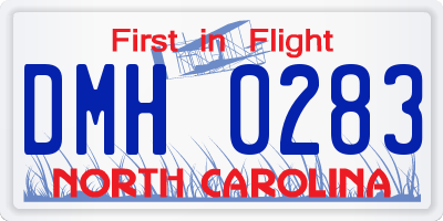 NC license plate DMH0283