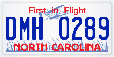 NC license plate DMH0289