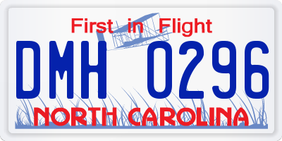 NC license plate DMH0296