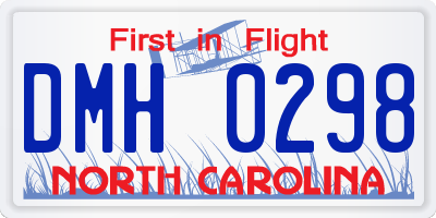 NC license plate DMH0298