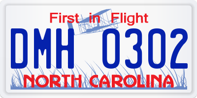 NC license plate DMH0302