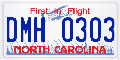 NC license plate DMH0303