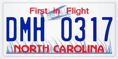 NC license plate DMH0317