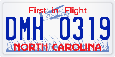 NC license plate DMH0319