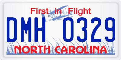 NC license plate DMH0329