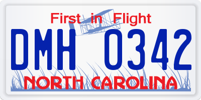 NC license plate DMH0342