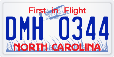 NC license plate DMH0344