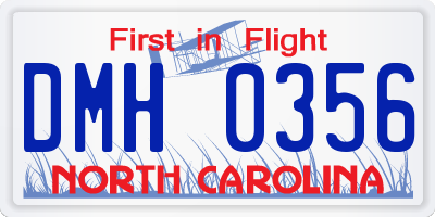 NC license plate DMH0356
