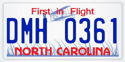 NC license plate DMH0361