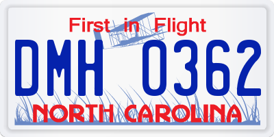 NC license plate DMH0362