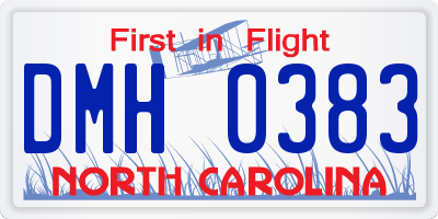 NC license plate DMH0383